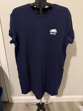 Roots Deep Navy Tee with White Patch Logo